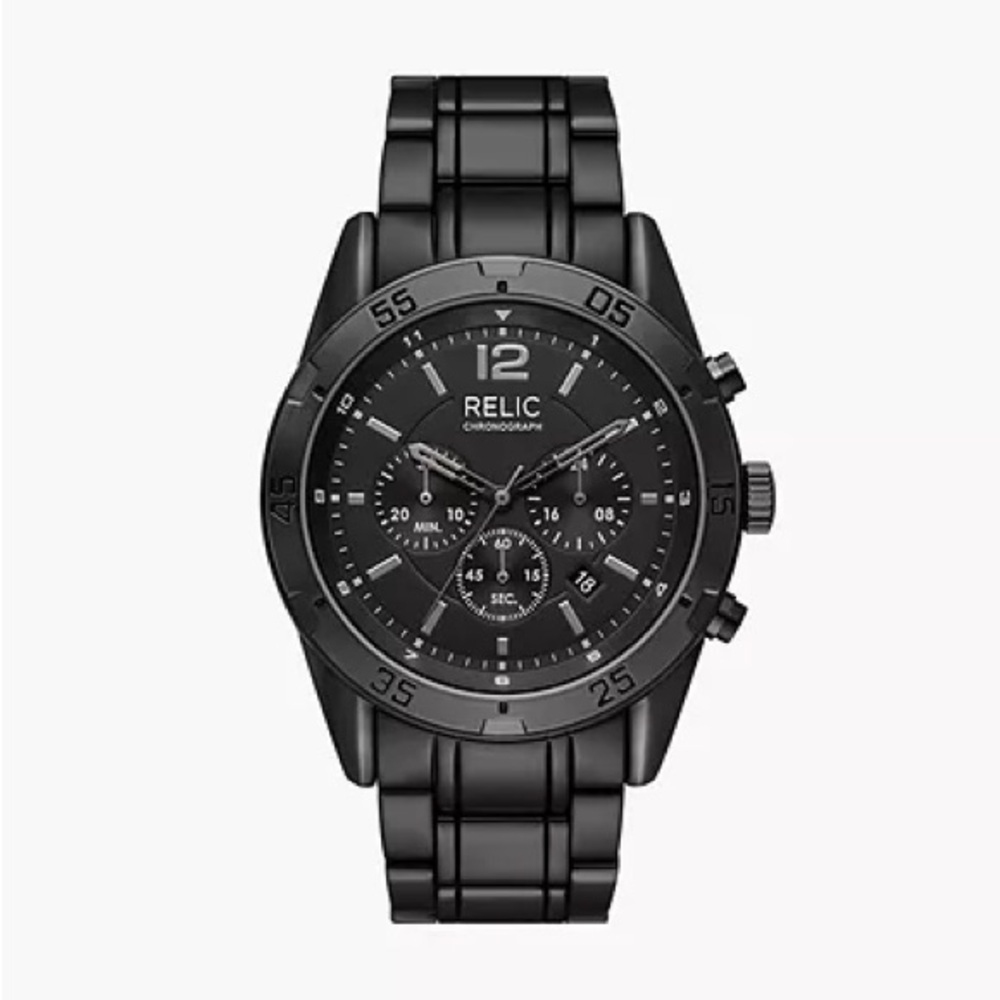 Relic by Fossil ZR16030 Ethan Chronograph Watch Black NWT Tin